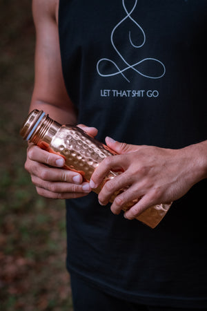 Copper Water Bottle - Hammered Finish - 1 Litre