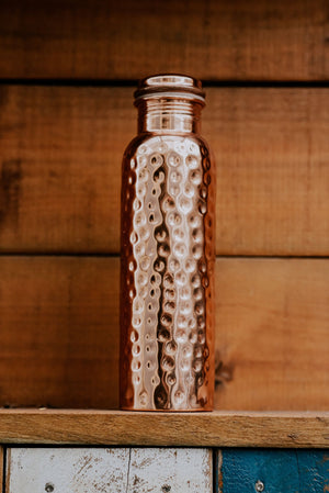 Copper Water Bottle - Hammered Finish - 1 Litre - Zen Warrior Shop